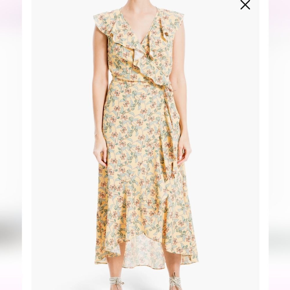 NWT Max Studio Patterned Ruffle Wrap Midi Dress N… - image 3